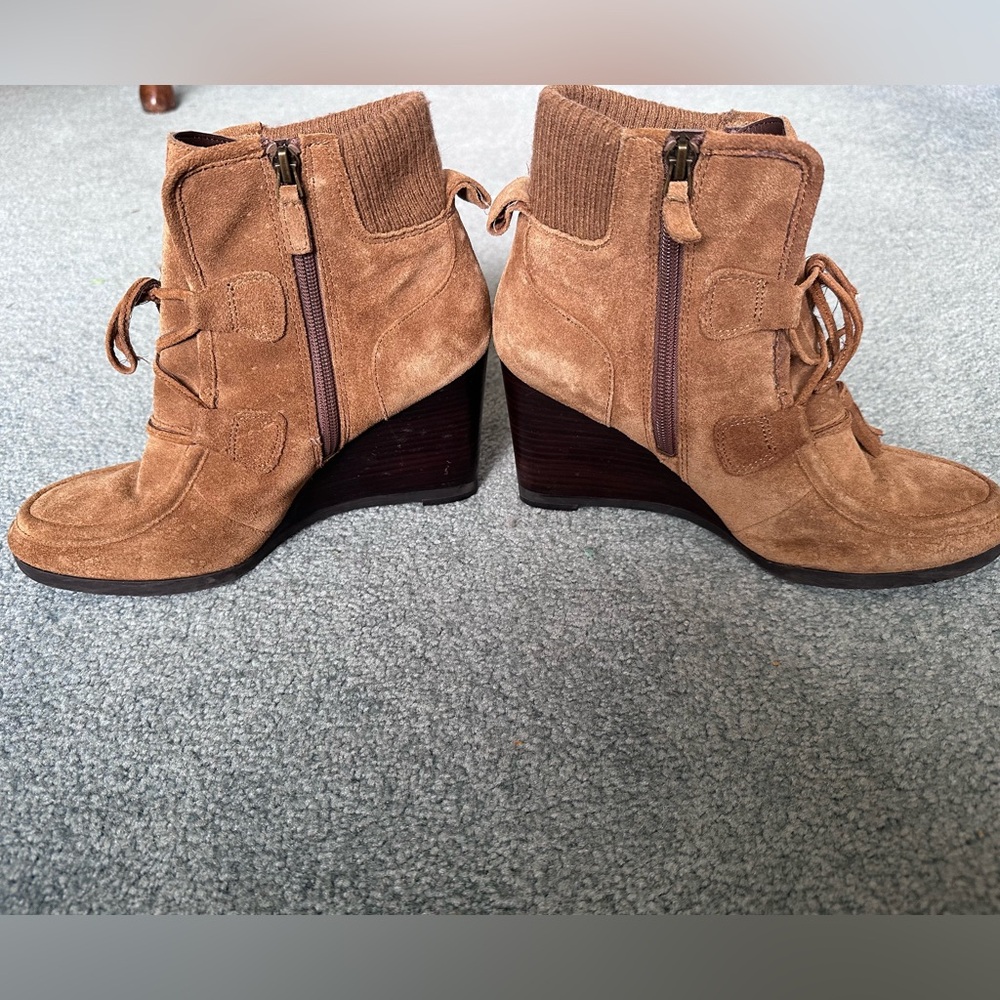 Faux Suede bootie wedges